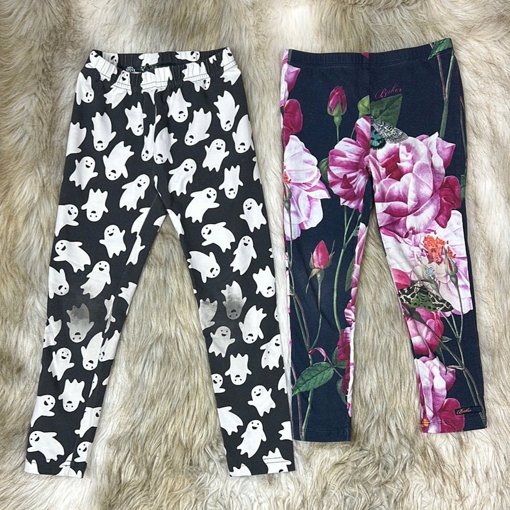 Hanna Andersson Ghost Leggings + Ted Baker Floral Butterfly Leggings Size 5/6